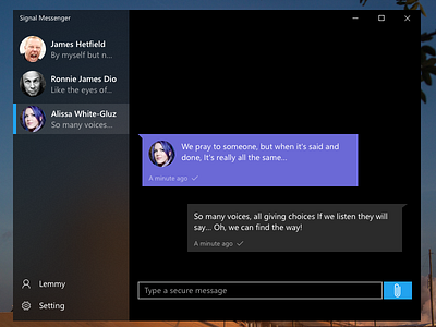 Daily UI 013 : Direct Messaging [Signal Messenger] dailyui desktop fluent message messenger signal uwp
