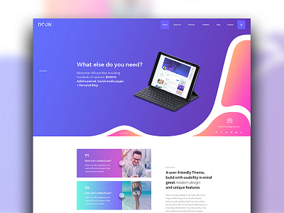 Doom Webdesign Page Layout design gradient mockup modern psd template theme ui ux webdesign website