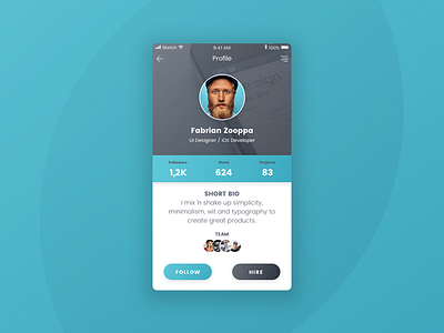 Daily UI #006 - User Profile daily dailyui flat minimal persona profile ui user ux