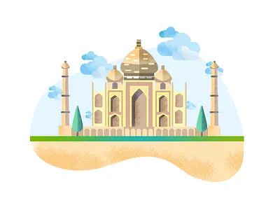 India Illustration architecture art city illustration india landmarks mahal taj vector