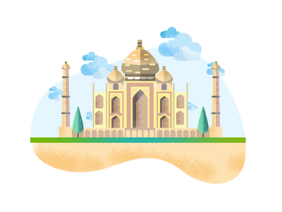 India Illustration architecture art city illustration india landmarks mahal taj vector