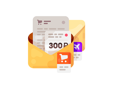 Transactions Highlight Icon/Illustration category flight icon illustration mail purchase shopping transactions