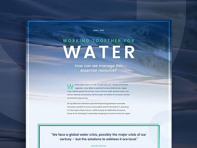 Water blue flow header hero layout river sea sustainability ux water web