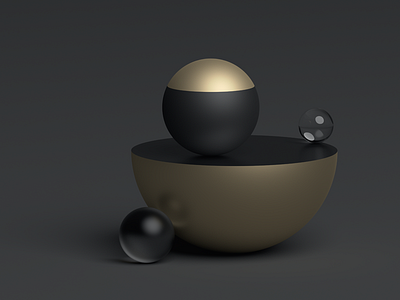 Spheres 3d abstract balance black dark design gold modern render shape sphere surreal