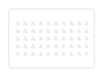 50 User Actions Vector Line & Glyph Icon action glyph icon icons id people set solid user users