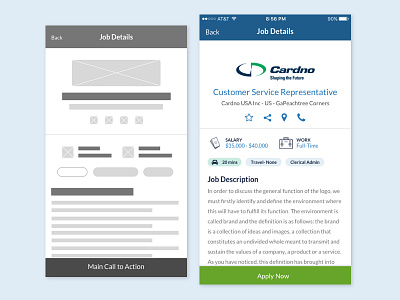 Wire To Visual for Mobile App app design jobs mobile ui ux visual wireframe