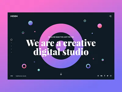 The Moon Studio circle color design desktop fullscreen gradient minimal studio ui ux web website