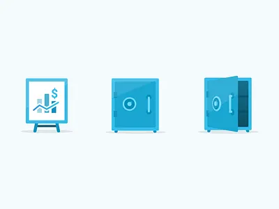 Business Illustrations blue design flat graph illustrations lock money shadow simple vault