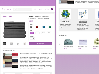 Shut-Eye: Product Page Exercise bed desktop ecommerce product shopping ui ux website