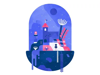 Castle on Island castle floral flower island lighthouse