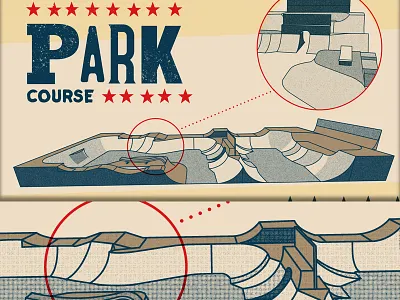 X-Games Course Illustrations illustration line linework skateboarding technical x games