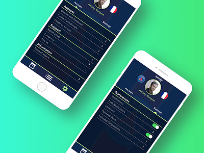 Benchr App - Redesign - PSG Football Team account app football france paris profile psg redesign saint settings team user