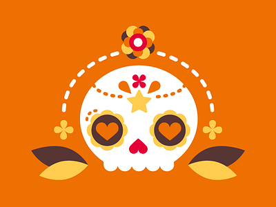 Sugar Skull dayofthedead flat flower illustration star sugarskull vector