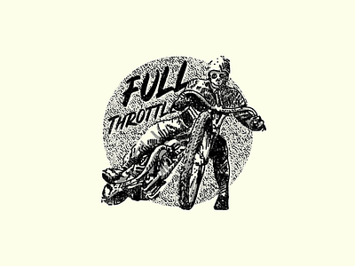 Full throttle cafe racer halftone hand lettering illustration lettering skull tshirt