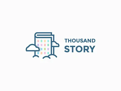 Thousand Story book building cloud color idea logo skyscraper story thousand window