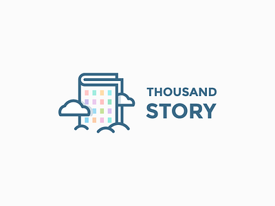 Thousand Story book building cloud color idea logo skyscraper story thousand window