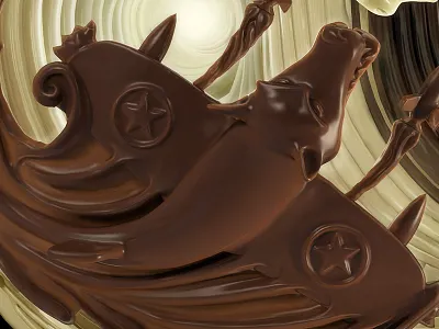 Chocolate wolf 3d cgi chocolate fluid splash wolf