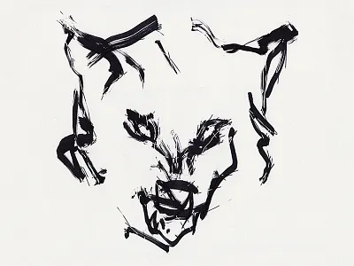 Lupus sine lupo black brush dirty grunge line white wolf