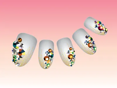 Nail Art Tokyo beauty gradient illustration jewels nail art vector