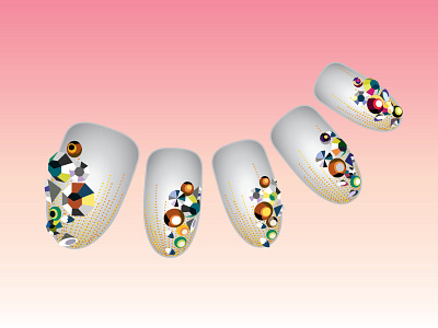 Nail Art Tokyo beauty gradient illustration jewels nail art vector