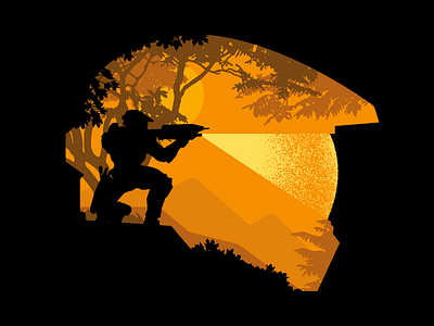 Master Chief chief console game halo helmet illustration master silhouette xbox