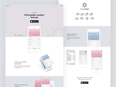 Fantastic Weather App landing page app application clean icons ios mobile ui ux weather