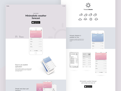 Fantastic Weather App landing page app application clean icons ios mobile ui ux weather