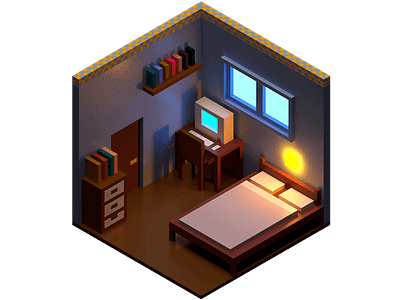 Cozy Room 3d art dark design isometric light room s0apii