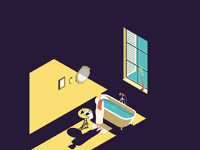 Vintage Room bathroom illustration illustrator isometric room vintage