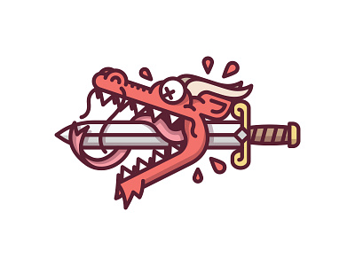 Dragon Slayer blood dead death dragon illustration kill slayer sword