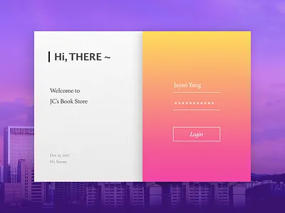 Book Store's Login Panel book card color concept login