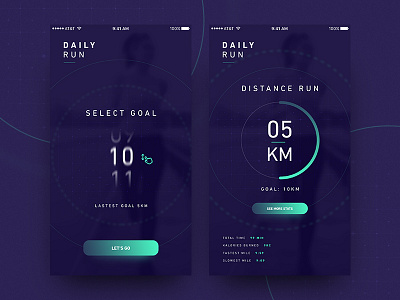 Daily Run app bold design fitness mobile mockup phone running ui ux vector