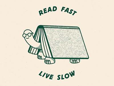 Read Fast, Live Slow book doodle drawing illustration motto reading turtle