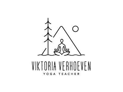 Yoga Logo asana logo lotus mountain outline pose scenic yoga yogi