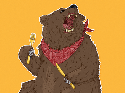 Gathered Table bear branding character design dinner eat growl illustration logo nature