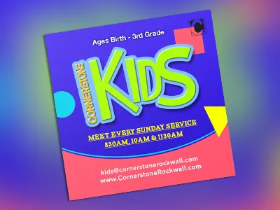 Cornerstone Kids Ministry Card ad card church info kids leaflet ministry