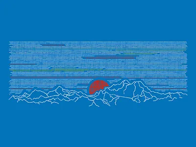 Mountain Sunset line art mountain sunset vector