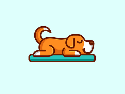 Sleeping Dog adorable happy bed mattress cartoon mascot cute fun holiday dog animal illustrative illustration lazy weekend logo identity pet hotel rest sleepy simple minimal sleep sleeping