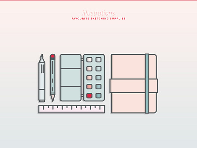 ILLUSTRATION | Favourite Sketching Supplies icon illustration line minimal