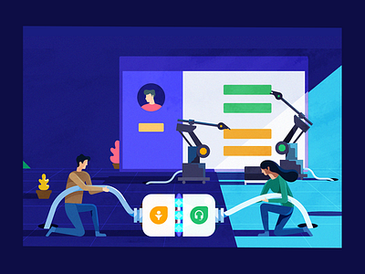 Integration illustration bots connect integration plug ui ux udhaya