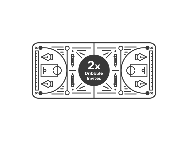 2x Dribbble Invites ball basketball draft dribbble invite game gif giveaway invitation line ticket vector