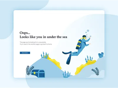 404 Error Page design diving error graphicdesign homepage illustration lost page sea webdesign