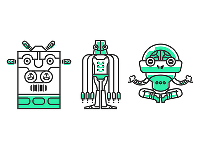 The Team android character cloud computer computing illustration robot tech technology