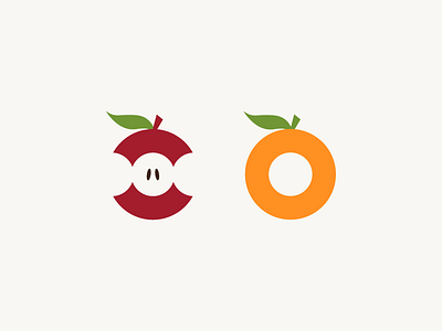 Apple & Orange apple fruit icon identity line art logo logomark logotype mark negative space sticker type