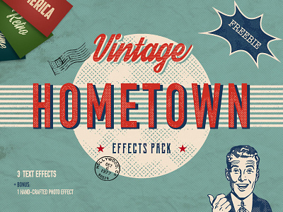 Freebie: Hometown Vintage Effects Pack add on add ons effect effects free freebie grunge layer style pixelbuddha text vintage