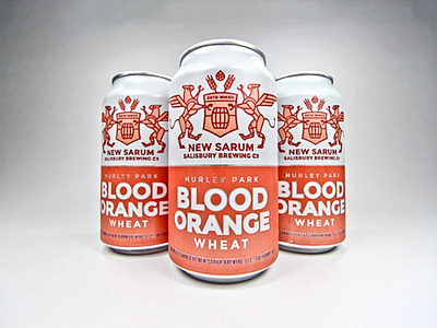 Blood Orange Wheat Cans barley beer can hop cone hops logo shield simple wheat wings