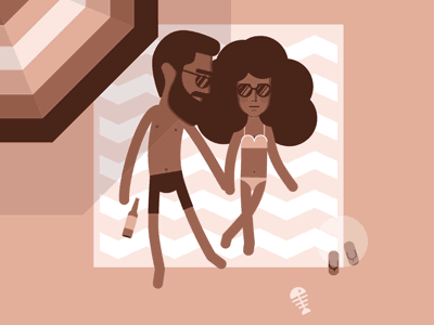 Hez&Jaz animation series #4 - summertime 2d after animation color couple effects flat friends hez jaz monochrome vector