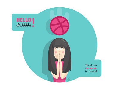 Hello Dribbble! debut dribbble flat girl hello illustration invite