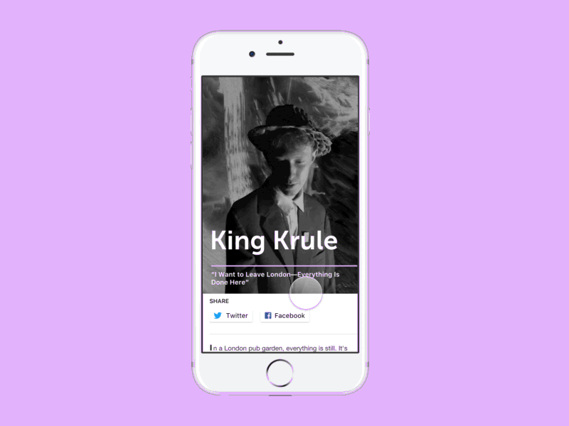 Music Magazine Twitter Share - 010 010 animation daily dailyui ios magazine motion music share social twitter ui