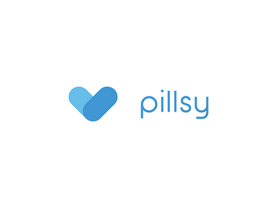 Pillsy Logo blue branding capsule heart letspanda logo mark medical pill rounded symbol